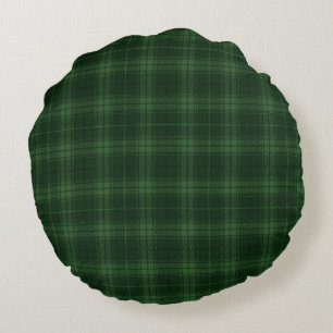 Dark Green Tartan Plaid Scottish Pattern Round Cushion