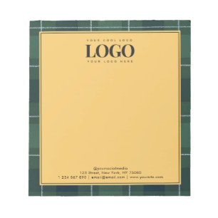 Dark Green Tartan Polo Plaid Business Logo Text Notepad