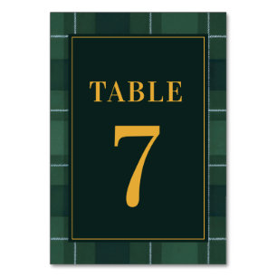 Dark Green Tartan Polo Plaid Vintage Table Number