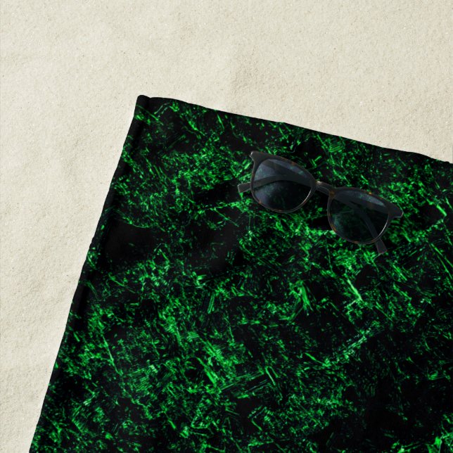 Dark green texture, destroyed or corroded sponge beach towel (In Situ)
