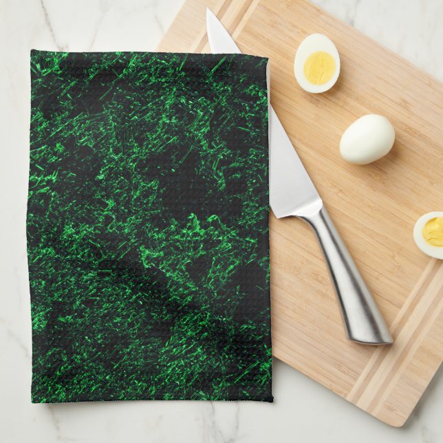 Dark green texture, destroyed or corroded sponge tea towel (Quarter Fold)