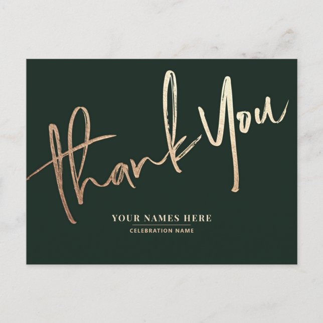 Dark Green Thank You Elegant Universal Postcard (Front)