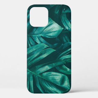 Dark green, tropical jungle foliage. iPhone 12 case