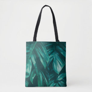 Dark green, tropical jungle foliage. tote bag