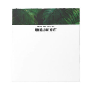Dark Green Tropical Leaves Border Notepad