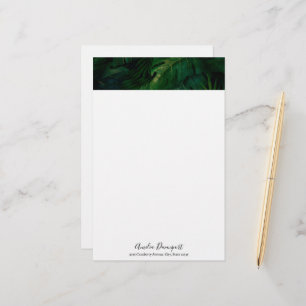 Dark Green Tropical Leaves Border Stationery