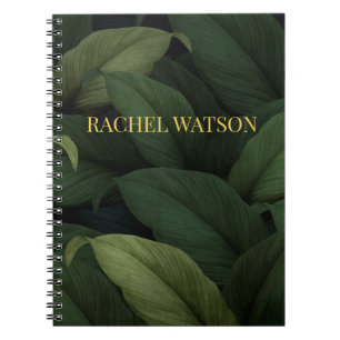 Dark Green Tropical Leaves Notebook