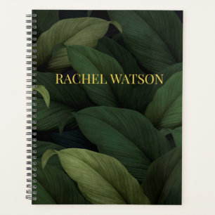 Dark Green Tropical Leaves Planner
