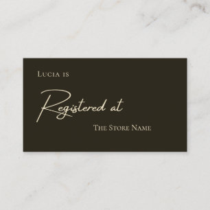 Dark Green Typography Bridal Shower Registry Enclosure Card