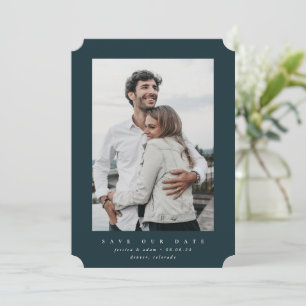 Dark Green Ultra Minimal Save The Date Photo Card