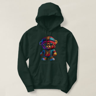 Dark Green unisex hoodie with gangta teddy