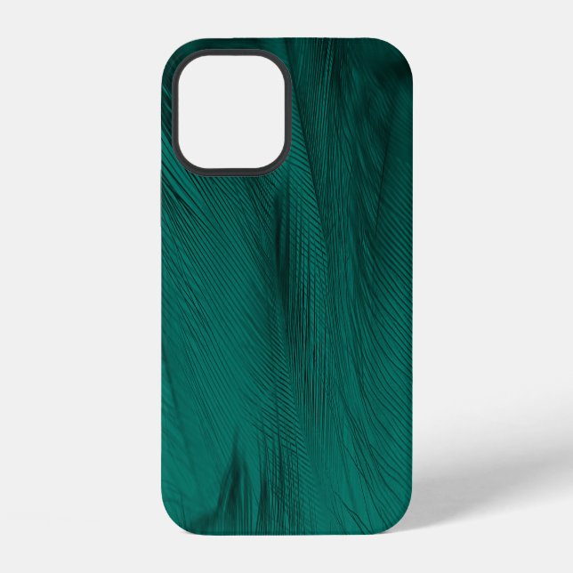 Dark Green Vintage Feather Texture iPhone Case (Back)