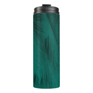 Dark Green Vintage Feather Texture Thermal Tumbler