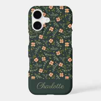 Dark Green Watercolor Floral Pastel Pattern