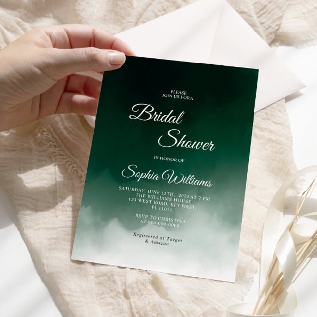Dark Green Watercolor Modern Bridal Shower Invitation (Creator Uploaded)