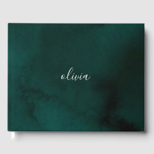 Dark Green Watercolor Monogram – Personalised Guest Book