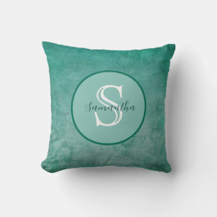 Dark Green Watercolor Personalised Monogram Cushion