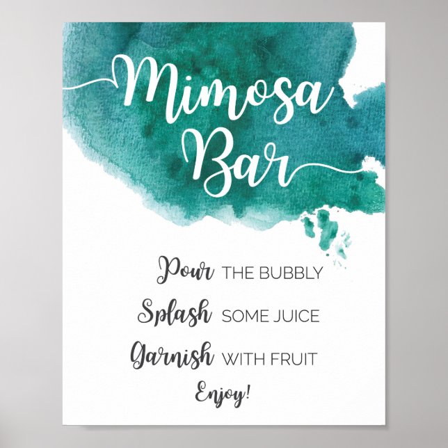 Dark Green Watercolour Mimosa Bar sign (Front)
