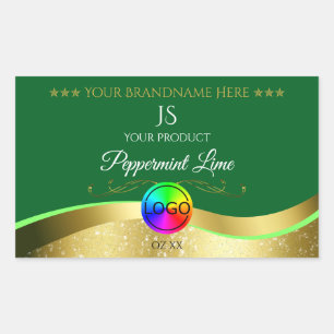 Dark Green Wavy Gold Logo Monogram Product Label