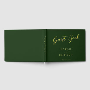 Dark Green Wedding Gold Foil Guestbook