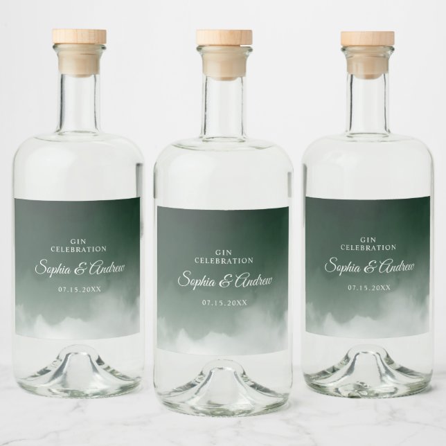 Dark Green Wedding Liquor Liquor Bottle Label (Bottles)