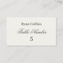 Dark Green Wedding Place Cards | Elegant Greenery 