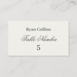 Dark Green Wedding Place Cards Elegant Greenery