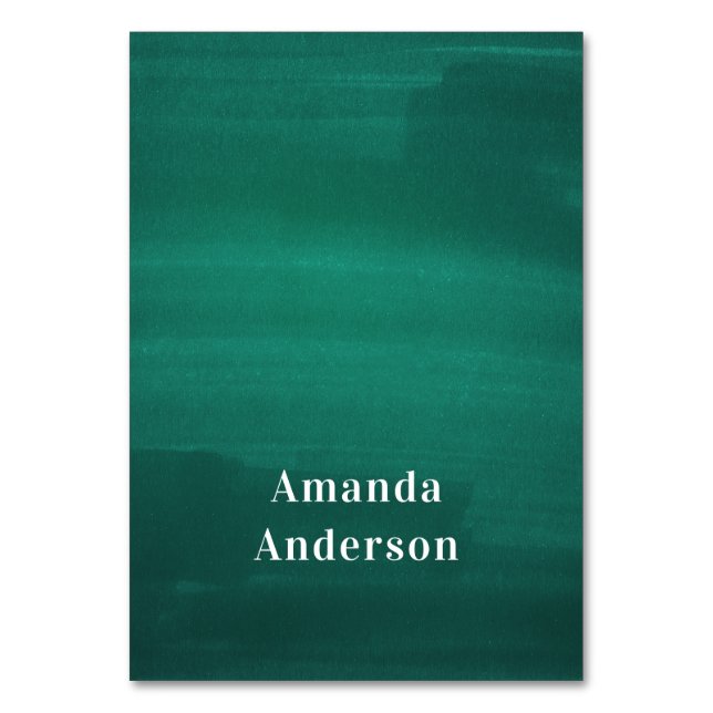 Dark green wedding place cards. Modern emerald Table Number (Front)