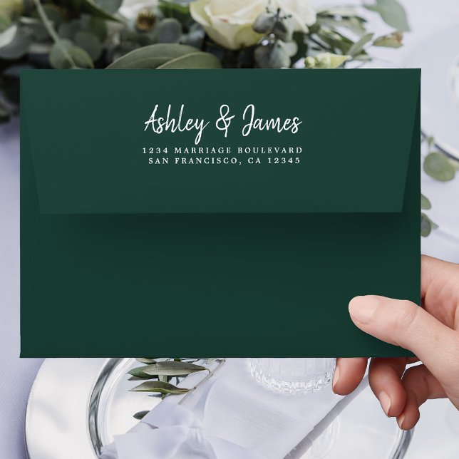 Dark Green Wedding Return Address Envelope (Creator Uploaded)