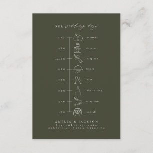 Dark Green Wedding Timeline Order Of Events Enclosure Card