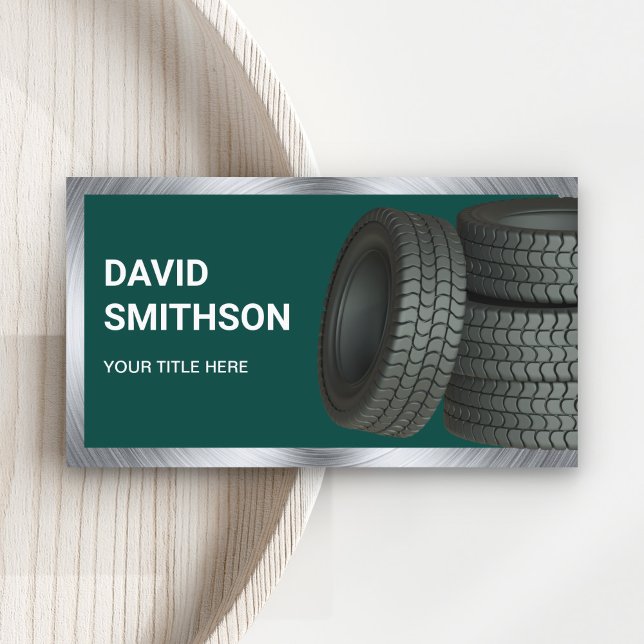 Dark Green Wheel Alignment Car Tire Shop Business Card (Creator Uploaded)