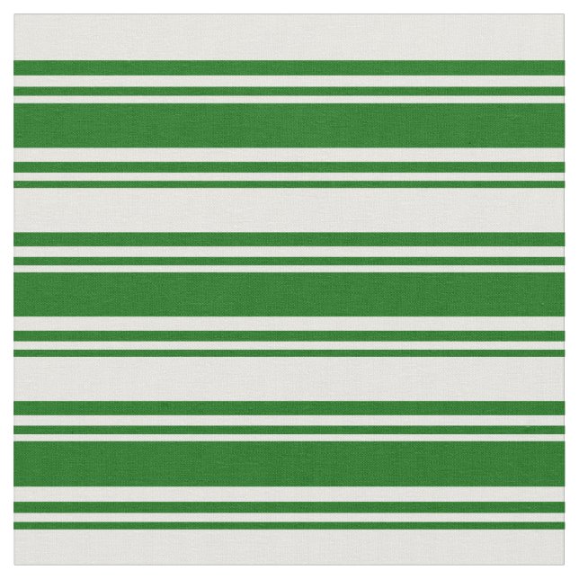 Dark Green & White Coloured Striped Pattern Fabric (Close Up)