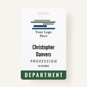 Dark Green White Employee ID Large Logo Badge ID Badge