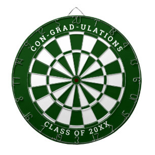 Dark Green & White Graduation   Custom Text Dartboard