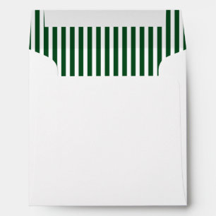 Dark Green White Vertical Stripe Lined Envelope
