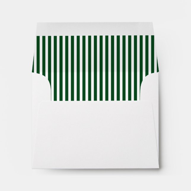 Dark Green White Vertical Stripe Lined Envelope (Back (Bottom))