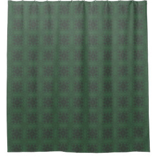 Dark Green with Geometric Floral Style Pattern Shower Curtain