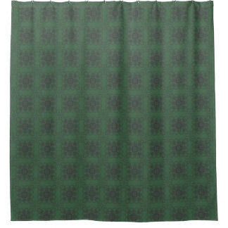 Dark Green with Geometric Floral Style Pattern Shower Curtain