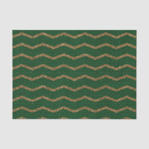 DARK GREEN WITH GOLD CHRISTMAS ZIG ZAG STRIPES TISSUE PAPER