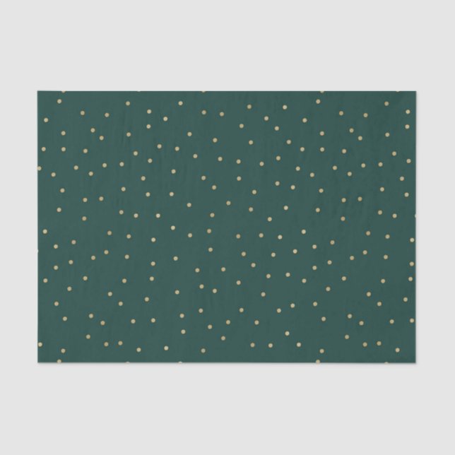 Dark Green with Gold Dots Tissue Paper (Front)