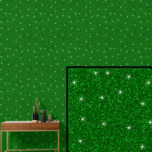 Dark Green with Sparkle Stars Wallpaper (Creator Uploaded)