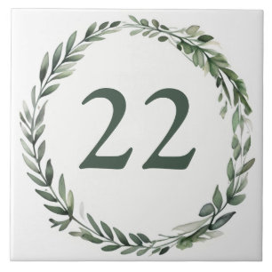 Dark Green Wreath Custom House Number Plate Sign Ceramic Tile
