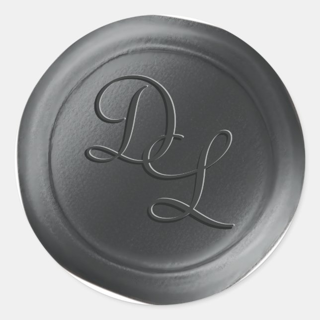 Dark Grey 2 Letter Monogram Wax Seal Stickers (Front)