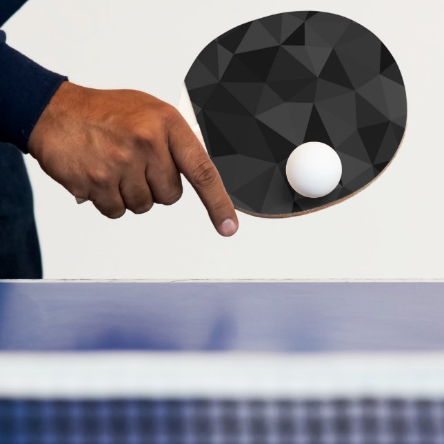 Dark grey and black geometric mesh pattern ping pong paddle (Insitu)