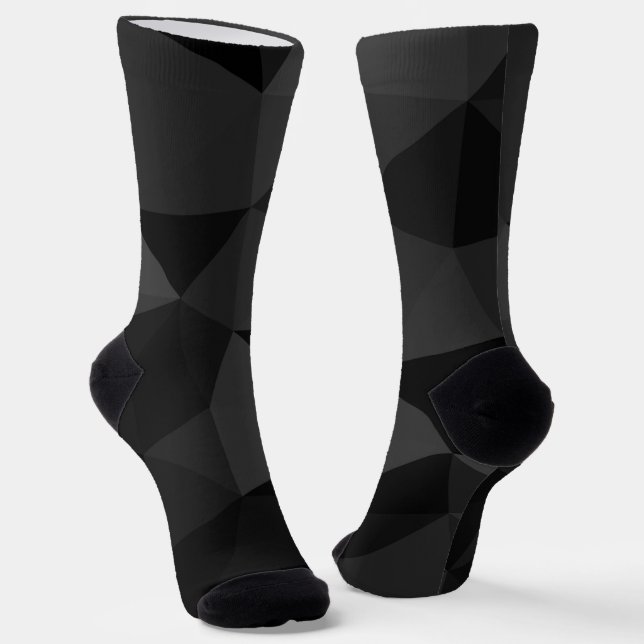 Dark grey and black geometric mesh pattern socks (Angled)