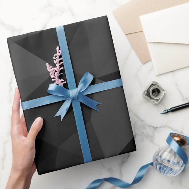 Dark grey and black geometric mesh pattern wrapping paper (Gifting)