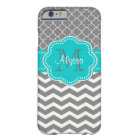 Dark Grey and Blue Chevron Personalised