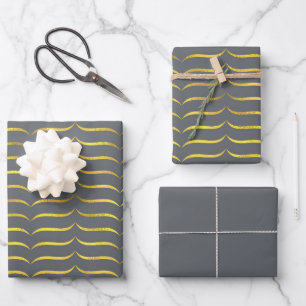 Dark Grey and Gold Wrapping Paper Sheet