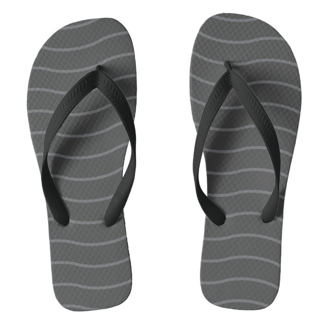 Dark Grey and Light Grey Wave Pattern Thongs (Footbed)