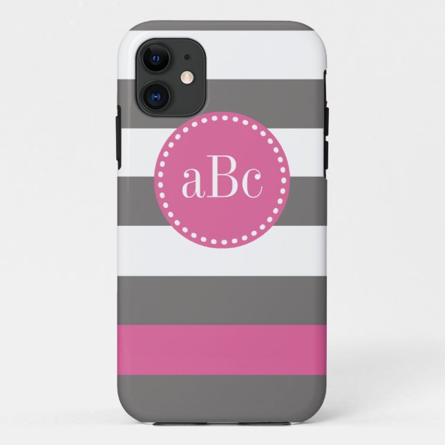 Dark Grey and Pink Monogram Case (Back)